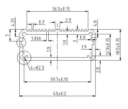 45×19mm Industrial Electronic Module Aluminum Enclosure
